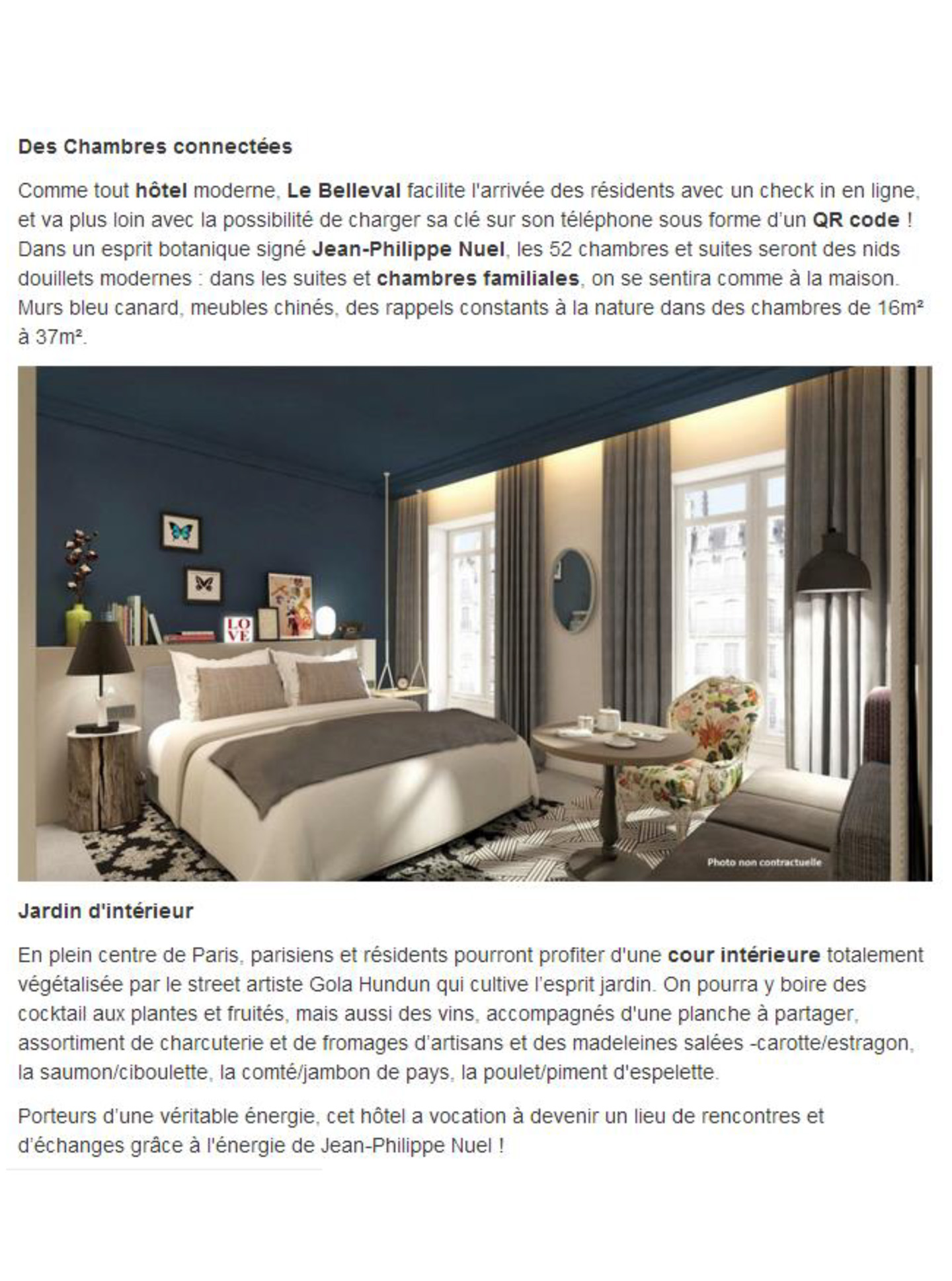 article on the belleval, lifestyle hotel designed by the interior design studio jean-philippe nuel, high-end parisian hotel