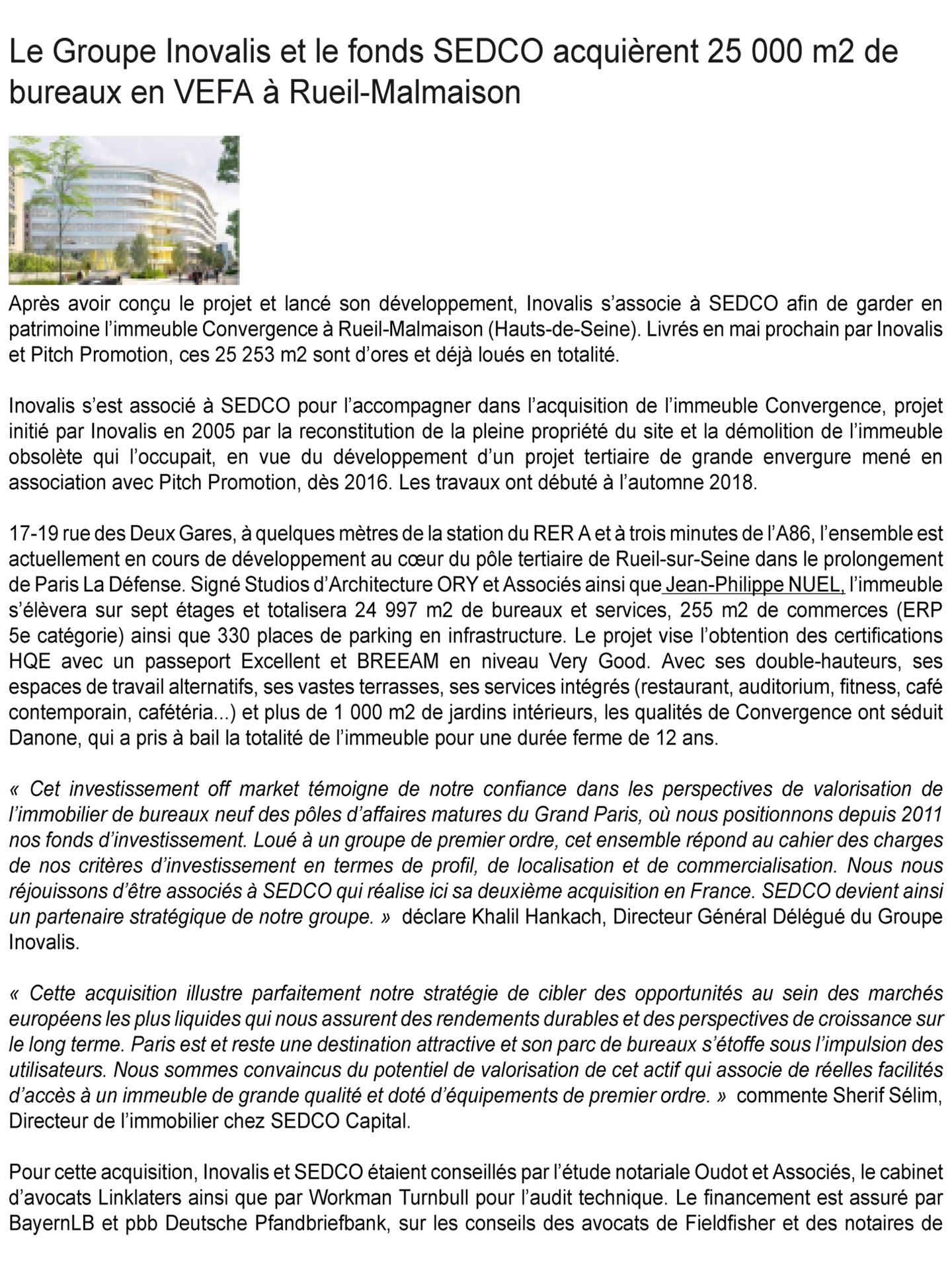 Article on the new Danone headquarters, the Danone offices designed by the interior design studio Jean-Philippe Nuel